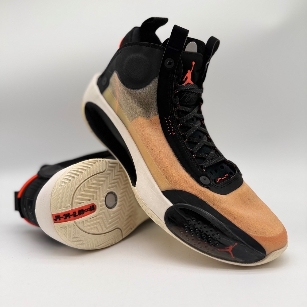 Air Jordan 34 Mens 11.5 Amber Rise Black Sail AR3240-800 Basketball Shoes